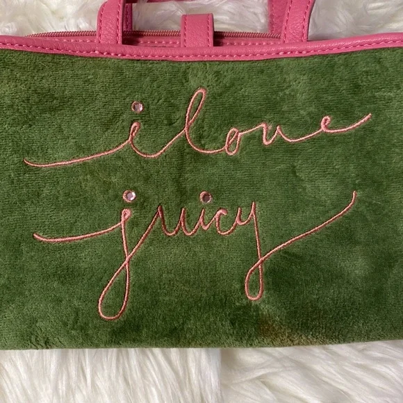 Juicy Couture Green and Pink Travel Makeup Bag Purse - Picture 3 of 14